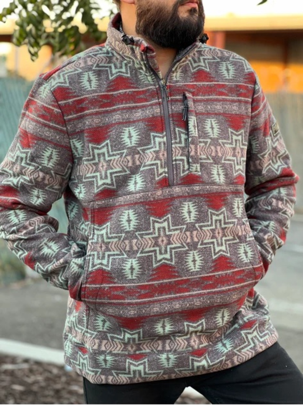 Powder River Outfitters Panhandle Aztec Fleece Pullover – Southwestern Style